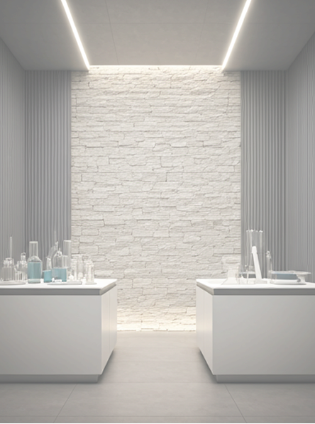 Modern bathroom with white tiles, a bathtub, and a sink - Longevity Optimization